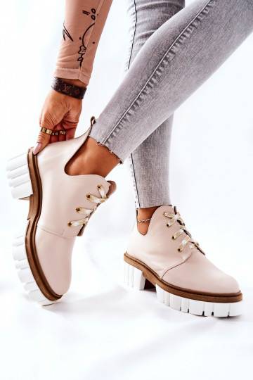 Stivali Cut Out con cinturini beige Kaxo 2