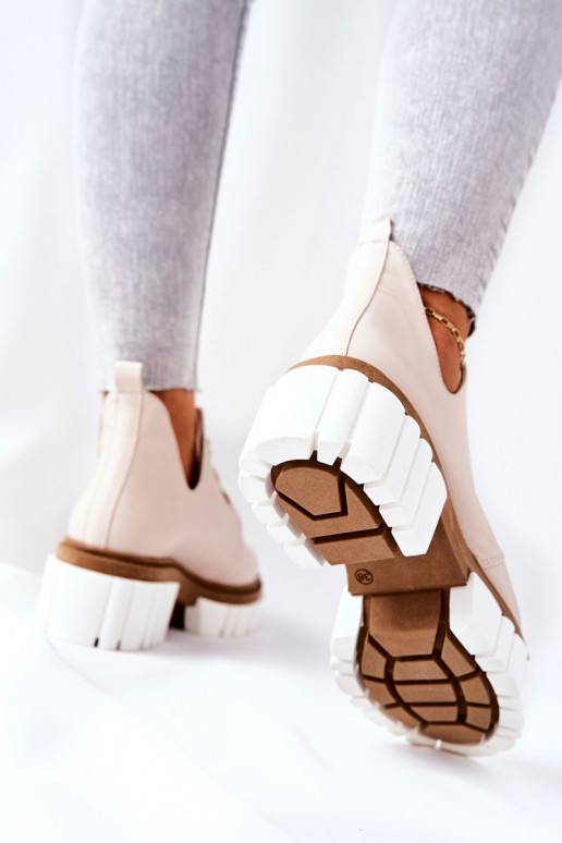 Stivali Cut Out con cinturini beige Kaxo