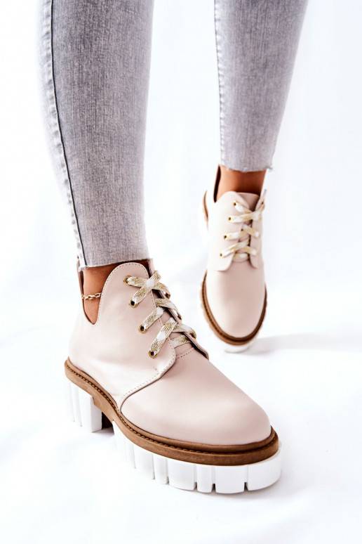 Stivali Cut Out con cinturini beige Kaxo