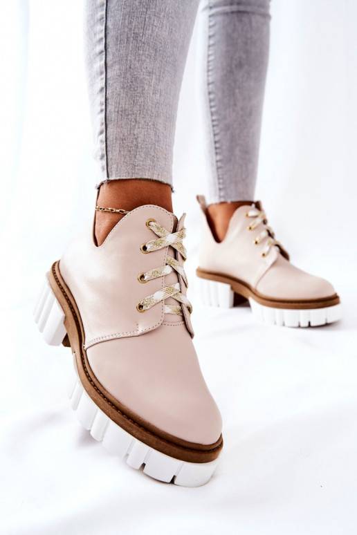 Stivali Cut Out con cinturini beige Kaxo