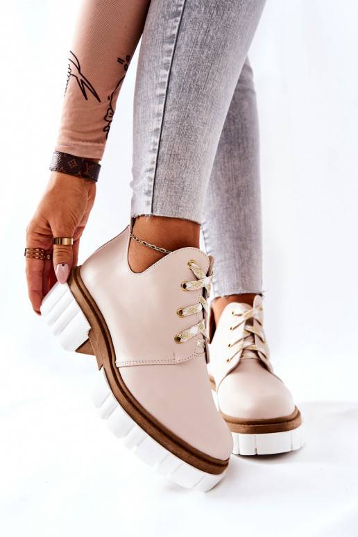 Stivali Cut Out con cinturini beige Kaxo