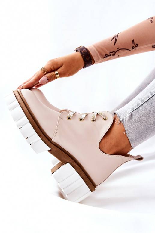 Stivali Cut Out con cinturini beige Kaxo