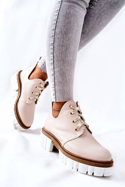 Stivali Cut Out con cinturini beige Kaxo