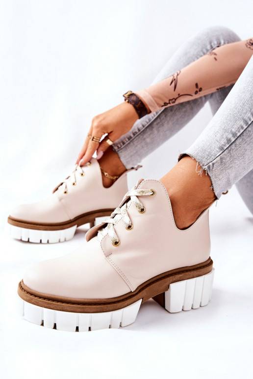 Stivali Cut Out con cinturini beige Kaxo