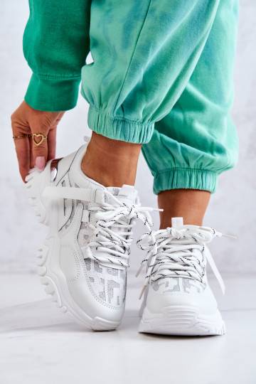 Scarpe modello sneakers con suola massiccia alla moda in colore bianco Your Style