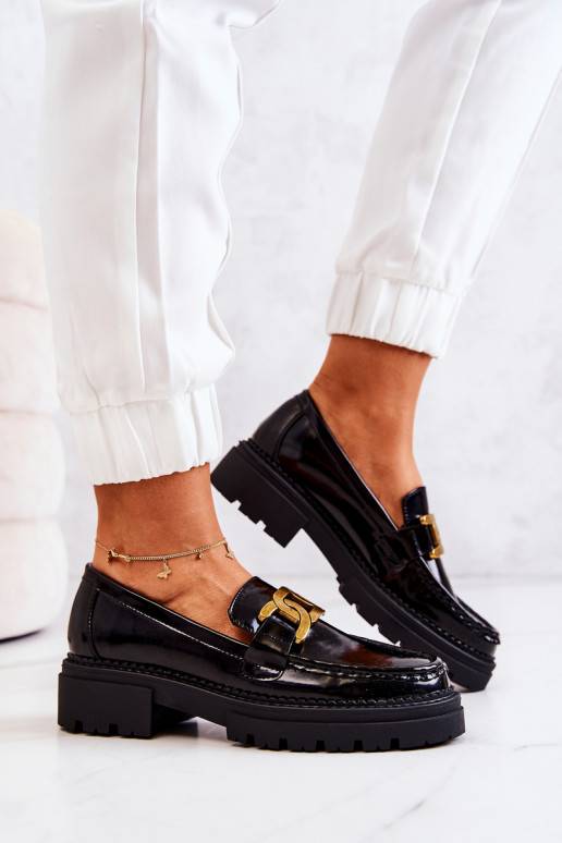 Scarpe con effetto vernice e ornamenti La.Fi nere Laurene