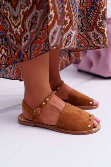 Sandali da donna in camoscio marrone