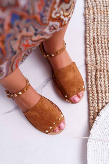 Sandali da donna in camoscio marrone 2