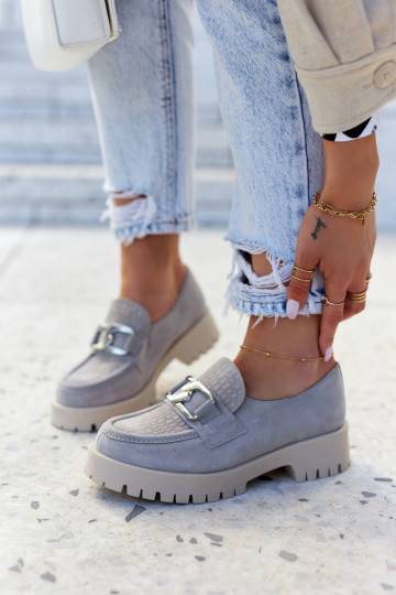 Scarpe alla moda realizzate in pelle scamosciata grigia Rayhan