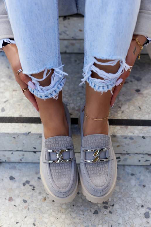 Scarpe alla moda realizzate in pelle scamosciata grigia Rayhan