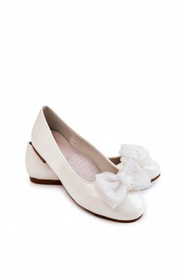 Ballerine da bambina con effetto lacca e nastri in colore bianco Zolly 2