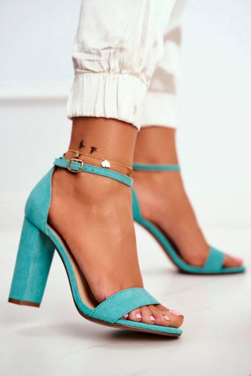 Sandali con tacco alto da donna in camoscio verde Anastasie