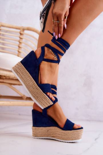 Sandali con plateau in colore blu scuro Marriett 2