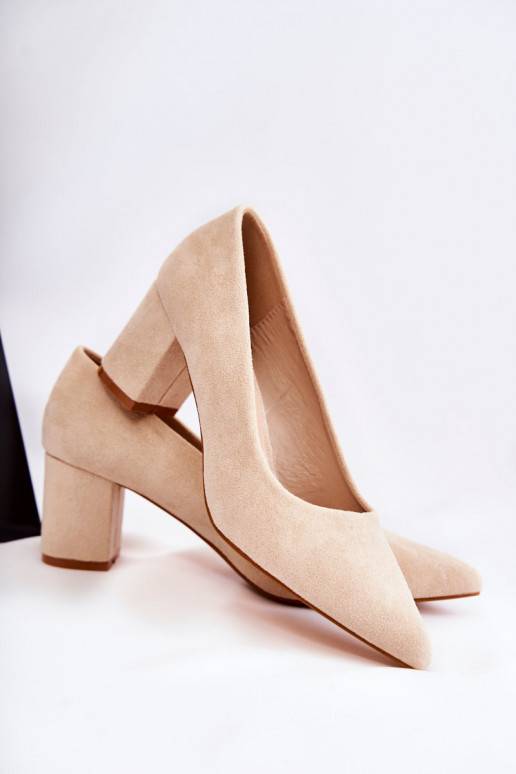 Modello classico Scarpe in camoscio con tacco Lency beige