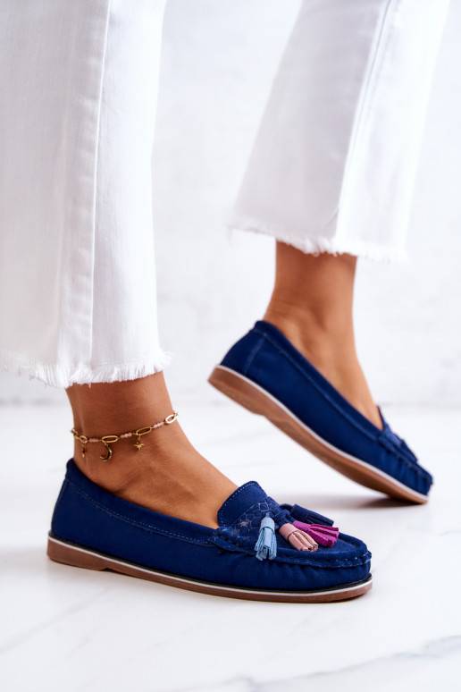 Mocassini con frange in blu navy di Laressa