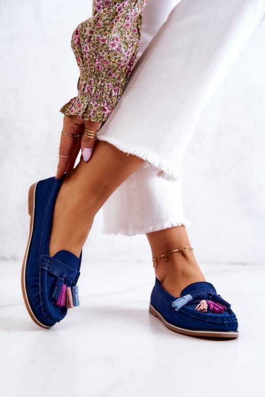 Mocassini con frange in blu navy di Laressa