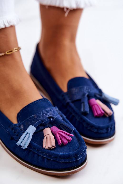 Mocassini con frange in blu navy di Laressa
