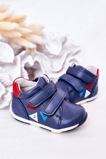 Scarpe da bambino con chiusure adesive in colore blu scuro Milo