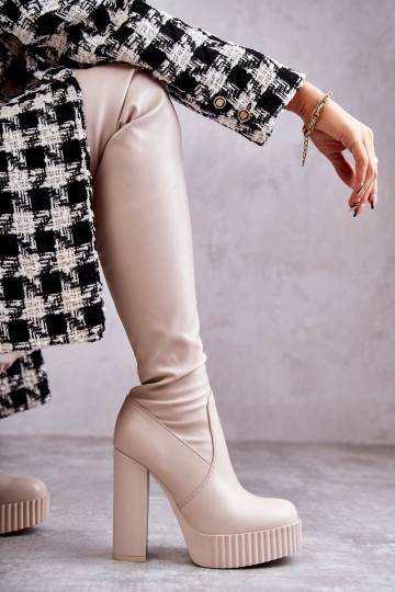 Scarpe lunghe beige con plateau 2