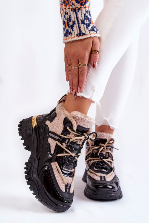 Scarpe sportive riscaldate nere e beige Edora