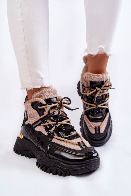 Scarpe sportive riscaldate nere e beige Edora