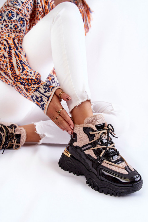 Scarpe sportive riscaldate nere e beige Edora