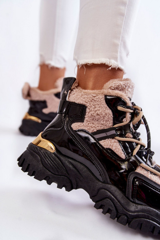Scarpe sportive riscaldate nere e beige Edora