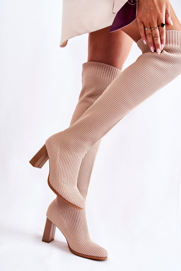 Scarpe lunghe modello classico con tacco in colore beige Laossi