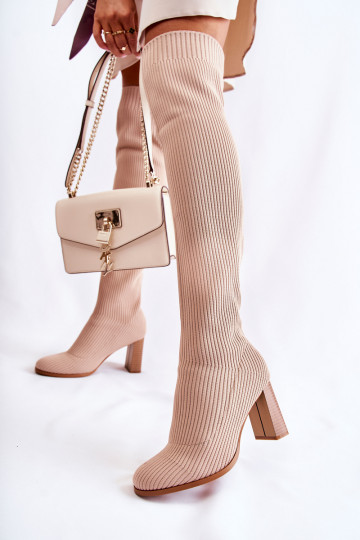 Scarpe lunghe modello classico con tacco in colore beige Laossi 2