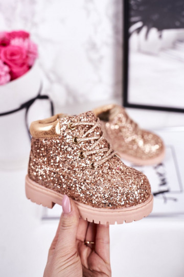 Scintillanti e caldi stivali per bambini in colore rosa/oro Sirena