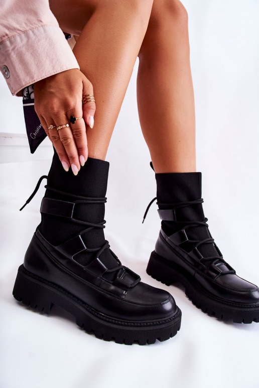 Stivali massicci neri con suola a calzino Fallor