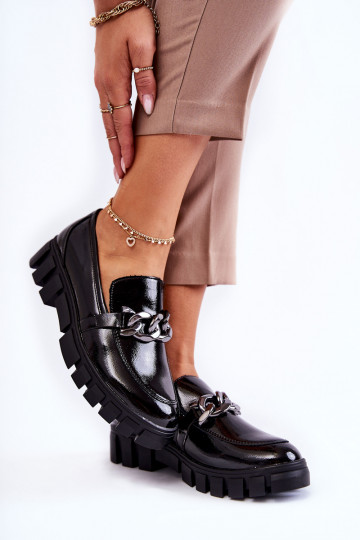 Scarpe con effetto vernice e plateau in colore nero Inger