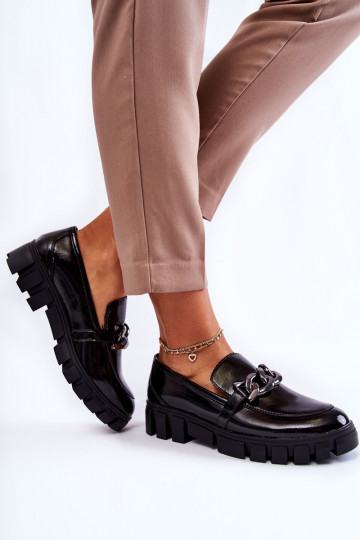 Scarpe con effetto vernice e plateau in colore nero Inger 2