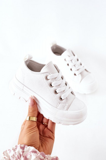 Scarpe per il tempo libero da bambino con plateau in colore bianco Travel Time