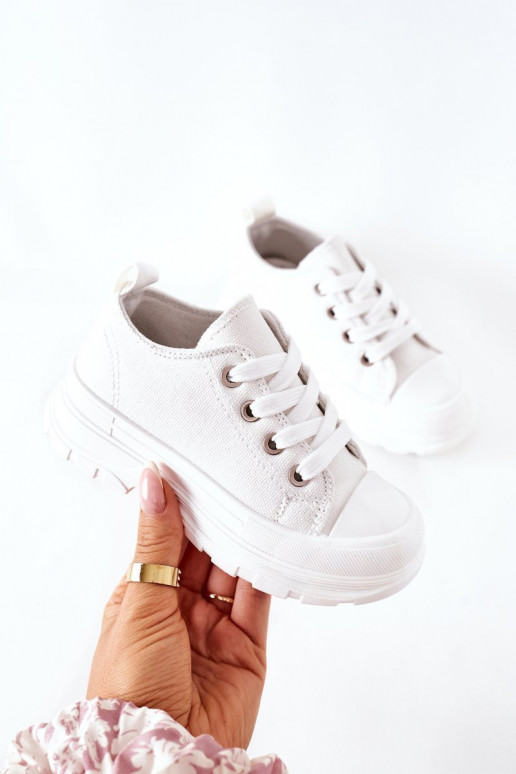 Scarpe per il tempo libero da bambino con plateau in colore bianco Travel Time