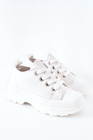 Scarpe per il tempo libero da bambino con plateau in colore bianco Travel Time 2