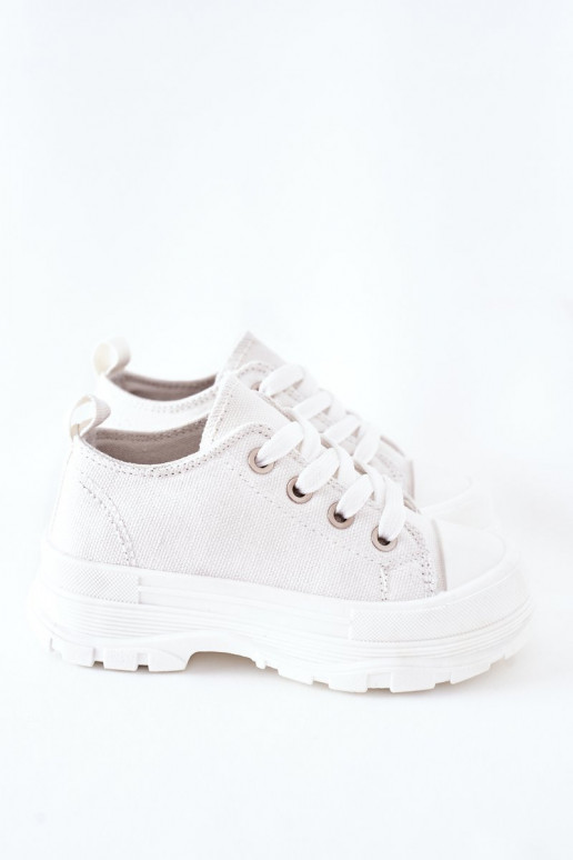 Scarpe per il tempo libero da bambino con plateau in colore bianco Travel Time
