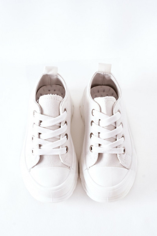 Scarpe per il tempo libero da bambino con plateau in colore bianco Travel Time