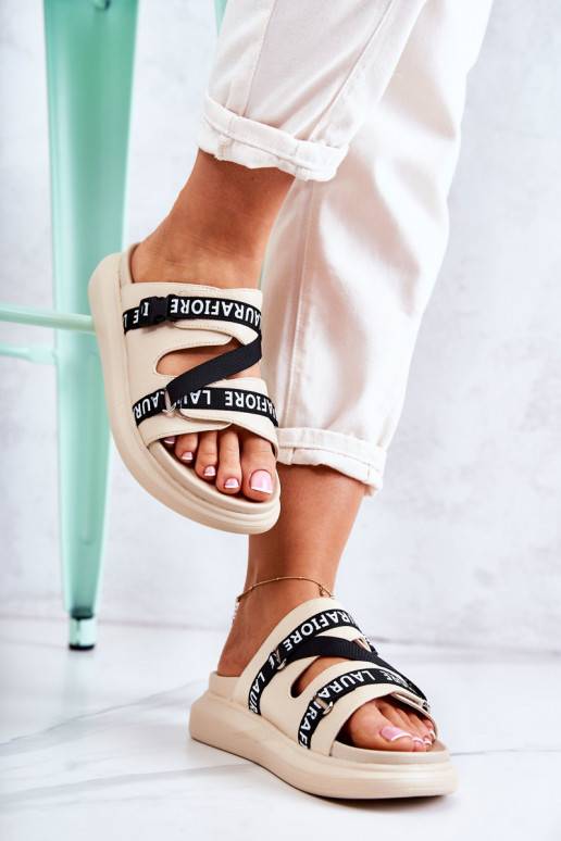 Pantofole alla moda La.Fi beige Menifis