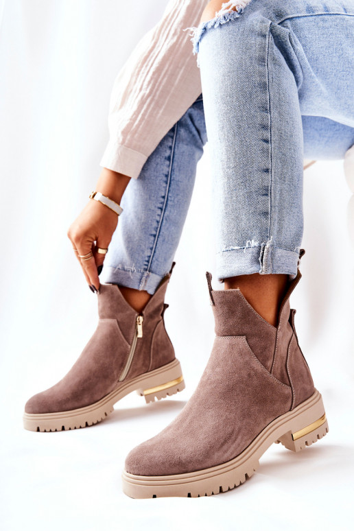 Stivali riscaldati color cappuccino Cut Out Tanya