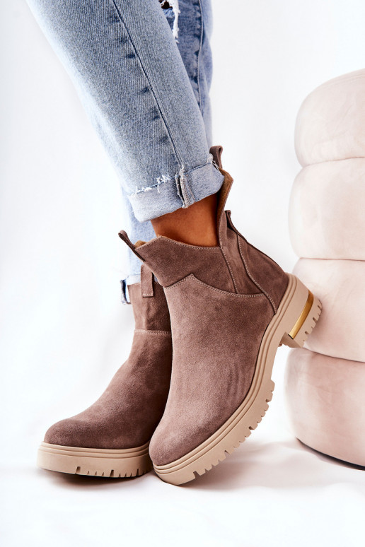 Stivali riscaldati color cappuccino Cut Out Tanya