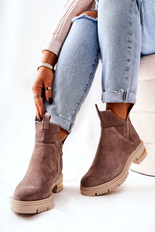 Stivali riscaldati color cappuccino Cut Out Tanya