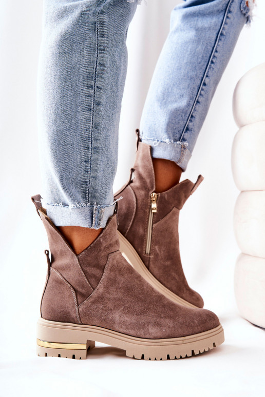 Stivali riscaldati color cappuccino Cut Out Tanya