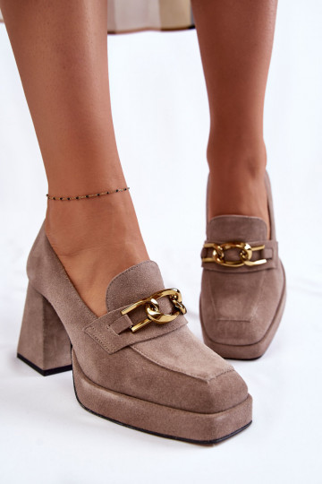 Scarpe in camoscio con catene Laura Messi colore marrone 2