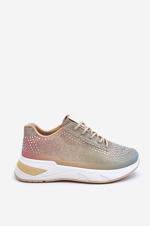 Sneakers lucide con occhielli scintillanti in vari colori