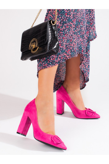 Scarpe col tacco in camoscio Vinceza rosa
