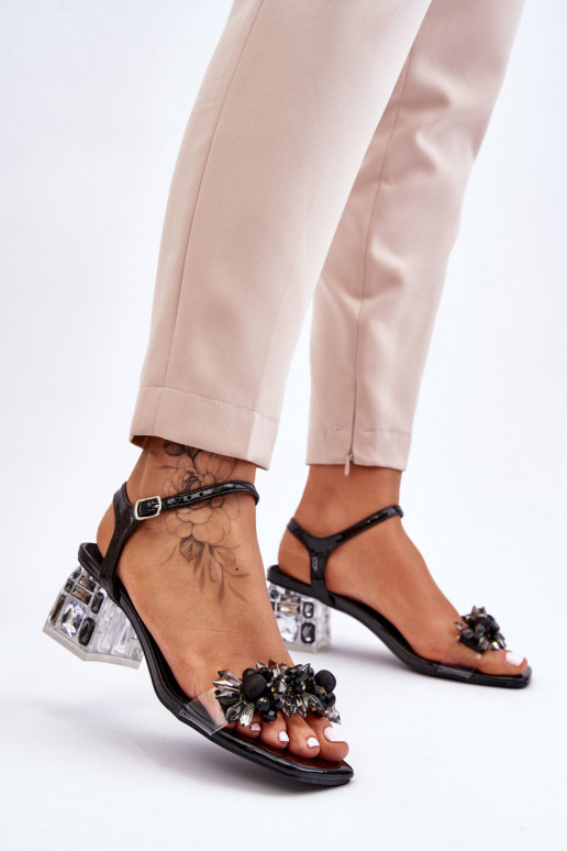 Sandali neri con tacco basso Benicio...