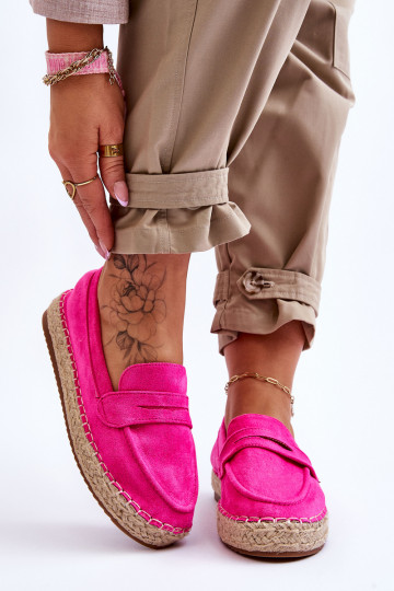 Espadrillas Keyla in pelle scamosciata brillante di colore rosa