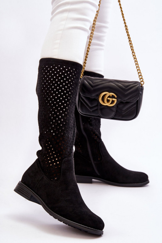 Stivali lunghi in camoscio colore...