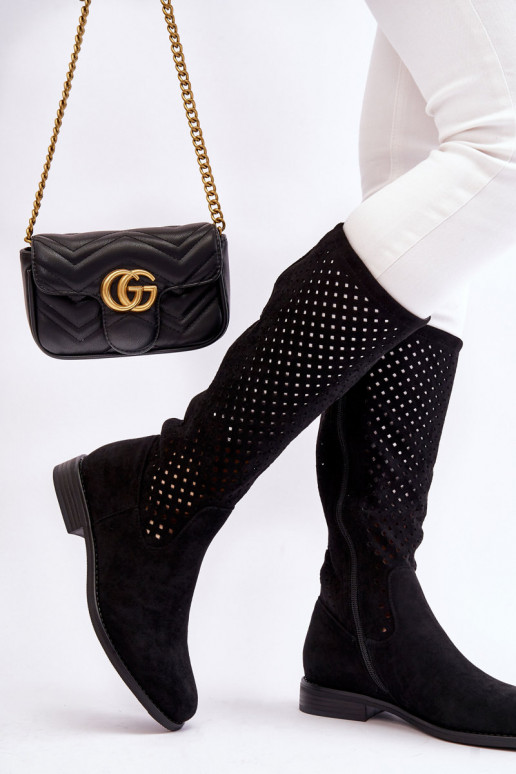 Stivali lunghi in camoscio colore...